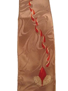 Retro Necktie Shiny Pink Champagne Red & White Floral Geometric Print 1950s (O) - Picture 1 of 4