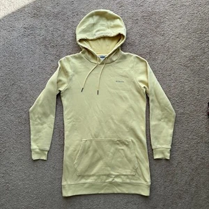 Columbia Sweatshirt Womens Medium Long Yellow Pullover Hoodie Pockets - Picture 1 of 11