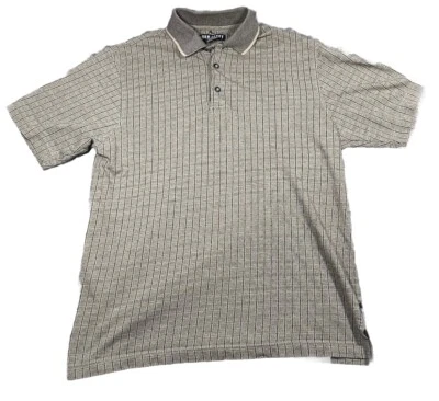 Camisa Polo John Henry Para Hombres Talla M Manga Corta Marrón Patrón Geométrico Informal Papá Foto 1 de 4