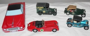 VINTAGE LOT 5 CARS CORGI JAGUAR MATCHBOX STUTZ 1945 MG '77 LIPTON TEA CADILLAC - Picture 1 of 1