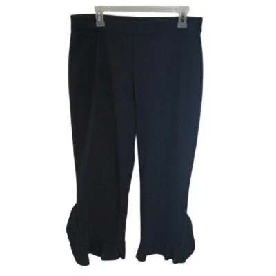 Calça Alfani Preta Babado Bainha Elástica Cintura Cropped Clássica Feminina Tamanho 10 - Imagem 1 de 4