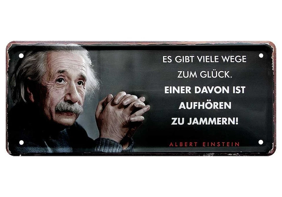 SCHILDER-ZENTRALE Blechschild Sprüche Wandschild Geschenk Wanddeko Albert Einstein 28x12 D0432