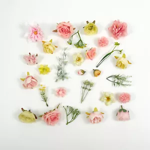 42P Mix Pink Yellow Artificial Flower Greenery For DIY Crafts Floral Arrangement - Picture 1 of 7