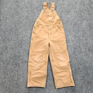Carhartt Bib Overalls Boy's Size 6 Canvas Quilt Lined Double Knee Work Hunting - Picture 1 of 14