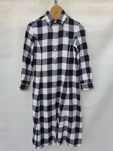 Polo Ralph Lauren Buffalo Check Dress Girls 10 Black White Embroidered Logo - Picture 1 of 12