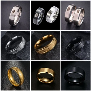 Fashion Men's Stainless Steel Silver Gothic Punk Charm Biker Finger Ring Jewelry - Picture 1 of 29