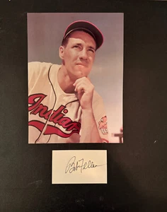 Bob Feller handsignierte signierte Karteikarte mit 8 1/2 x 12 Farbbild HOF - Bild 1 von 1