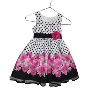 Holiday Editions Puffy Sunday Dress Size Small Polka Dot Floral - Picture 1 of 7