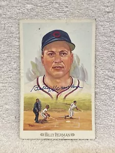 VINTAGE 1989 Billy Herman AUTO'D Perez Steele HOF Postcard, Chicago Cubs, LOOK! - Picture 1 of 3