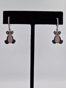 Qeelin 18k Weißgold & Diamant BOBO Panda Ohrringe - schwarze und weiße Diamanten - Bild 1 von 10