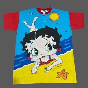AOP Vintage Betty Boop Beach 1994 Timestamp T-Shirt Einheitsgröße - Bild 1 von 4