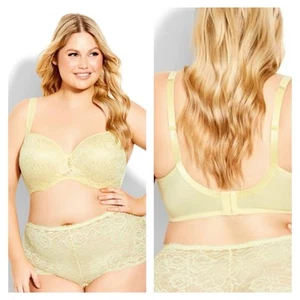 Avenue Plus Size Fashion Lace Balconet Bra - Underwire - Iris Yellow - 48D NWT - Picture 1 of 9