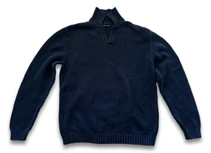 Structure Brand Small Navy Cotton Sweater Slit V Neck Pullover - Picture 1 of 9