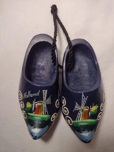 Vintage Miniatur Holzschuhe Holland Souvenir 5" handbemalt - Bild 1 von 4