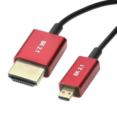 8K 2.1 Micro HDMI to HDMI Ultra-Thin Coiled Cable for Atomos Ninja V Sony Canon - Image 1 of 4