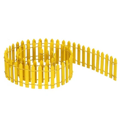 Cerca de jardín en miniatura, mini adorno de valla de piquete de 35 pulgadas de largo, amarillo Foto 1 de 4