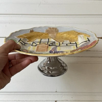 Vintage Cake Serving Plate On Pedestal Cottage H&K Tunstall Pottery - Image 1 of 4
