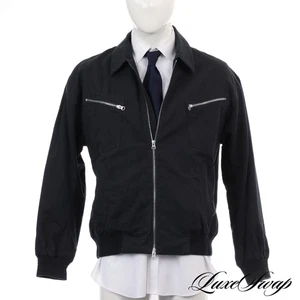#1 MENSWEAR A Kind of Guise Navy Linen Blend Dobby Hobnail Bomber Zip Jacket L  - Picture 1 of 7