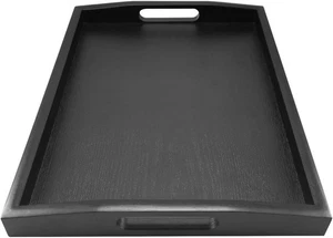 DILLMAN Serving Tray Large Black Wood Rectangle (Large) - Picture 1 of 6