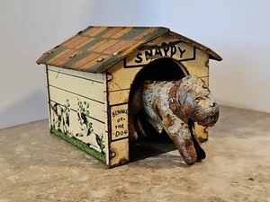 Juguete litográfico vintage Louis Marx Snappy The Miracle Dog & House hojalata acero circa 1931 - Imagen 1 de 18