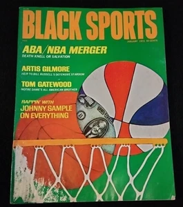 BLACK SPORTS JANUARY 1972 VINTAGE SPORTS MAGAZINE ABA NBA MERGER BASKETBALL RARE - Picture 1 of 5