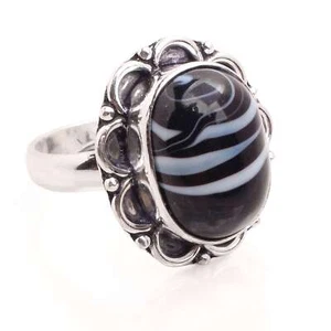 Botswana Achat Edelstein Versilbert Handmade Verstellbarer Ring Schmuck R-1074 - Bild 1 von 3
