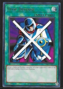 Yugioh Stop Defense Raro 25 Aniversario LOB-EN095 CASI NUEVO - Imagen 1 de 2
