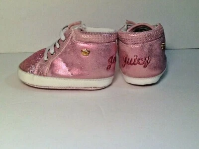 ZAPATOS DE CUNA DE MODA JUICY COUTURE BEBÉ SARATOGA ORO ROSA BRILLANTE TALLA 3M Foto 1 de 4