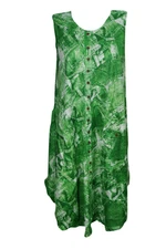 Womens Boho Beach Dress Cover Up Green Tank Dress Sleeveless Sundress Lounger L