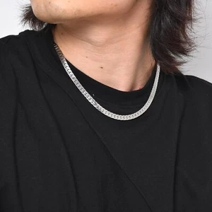 Stainless Steel Flat Cuban Chain Necklaces for Men , Choker Miami Curb Link - Picture 1 of 7