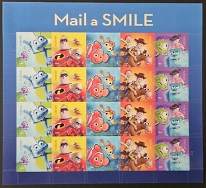 US Scott # 4677 - 4681 Disney Pixar envía una hoja de sonrisa de 20 sellos Forever MNH - Imagen 1 de 1