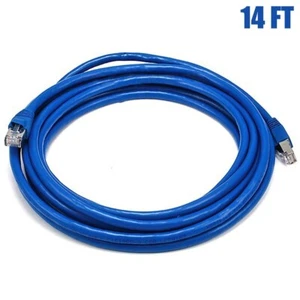 14FT Cat6A RJ45 Ethernet LAN Network STP Shielded Cable Copper Wire 550MHz Blue - Picture 1 of 2