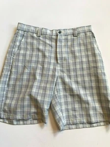 IZOD Golf Shorts Men's 34 Black/Yellow Plaid - Picture 1 of 4