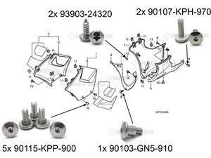 Honda CBR125R 2004-2006 Frontverkleidung Schulterschrauben & Blechschrauben - Bild 1 von 3