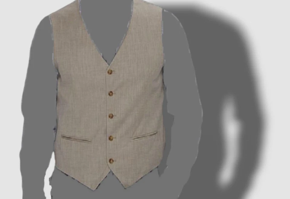 $79 Perry Ellis Portfolio Men's Beige Slim Fit Suit Vest Waistcoat Size Small - Image 1 of 2