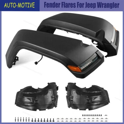Front Fender Flares W/ Lights Fits 2018-24 Jeep Wrangler JL JLU/Rubicon 2/4-Door Foto 1 de 4