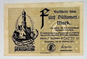 1923 Germany AUGSBURG 5.000.000.000.000 / 5 Trillion Mark Banknote - Picture 1 of 2