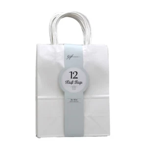 12 weiße mittelgroße Kraftpapier Party Einkauf Geschenktüten mit Griffen Einzelhandel 10x8x4 - Bild 1 von 1