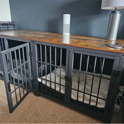 48in Large Dog Crate Furniture Wooden Dog Kennel End Table Connectable Expansion - Image 1 of 4
