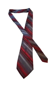 Corbata tejida a rayas rojas/grises Van Heusen 100 % seda - Imagen 1 de 10