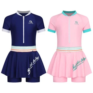 Girls Swimwear UPF 50+ Rash Guard Sport Swimsuit Jumpsuit Swimming Skirted Pool - Picture 1 of 22