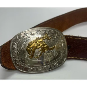 Vintage Western Embossed Lyntone Co Nickel Sliver Buckle Rare - Picture 1 of 8