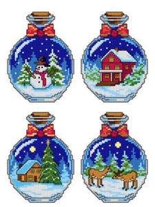Kit punto croce contato scintille artigianali con tela plastica Christmans Bottl... - Foto 1 di 1