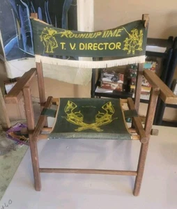 Vintage Roundup Time Western TV Director Chair - Cowboys Six Shooters 1950s Toy - Picture 1 of 13