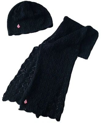 Niñas Volcom Tejido Crochet Tipo Gorro Bufanda Conjunto Negro  Foto 1 de 4