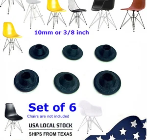 6 Stuhl Ersatzgleiter schwarz Eames Eiffel Basis Möbelbein Füße Abdeckung 10 mm - Bild 1 von 17