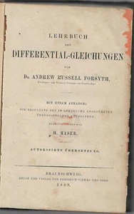 Lehrbuch der differential-gleichungen Forsyth Equations Mathematics 1889 - Picture 1 of 5