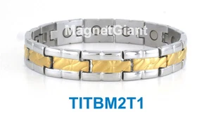 Oro y Plata - Pulsera Magnética Titanio Hombre Alta Potencia (Imanes 5000 Gauss) - Imagen 1 de 1