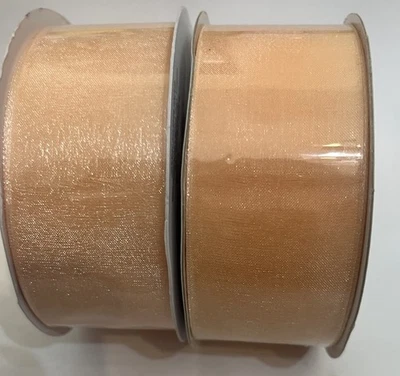 Lot Of 2 1.5” X 30 Ft. Sheer Light Orange Peach Ribbon for Spring Wedding Party - Image 1 of 4
