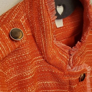 Chicos Herbst Damen gefütterter Blazer mit ausgefranstem Besatz versteckter Reißverschluss 2 Taschen Größe 0 - Bild 1 von 9